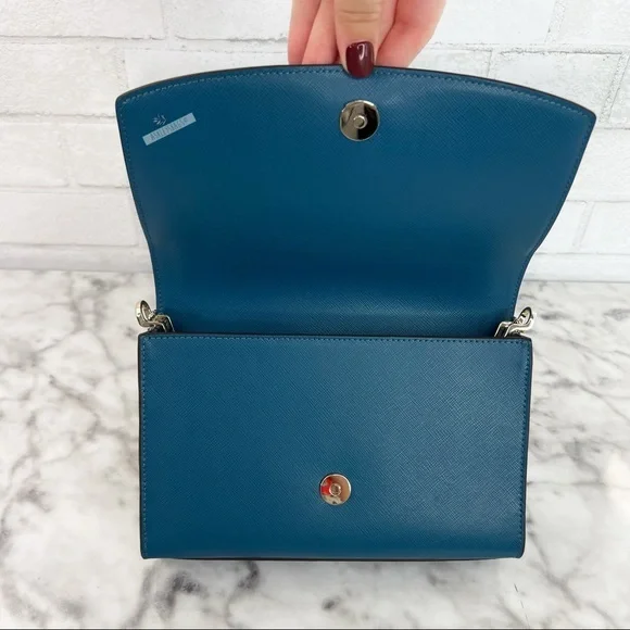 Kate Spade Carson Teal Blue Dark Peacock Convertible Chain Crossbody - Picture 5 of 9